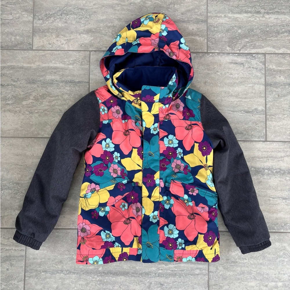 Burton Whiply Jacket Girl M Dry Ride Room To Grow Snowboard Ski Coat Floral